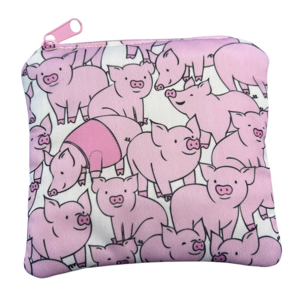 Handmade Cute Pink Pig Coin Purse Pouch Zipper Small Bag 5 in x 5 in Women NEW